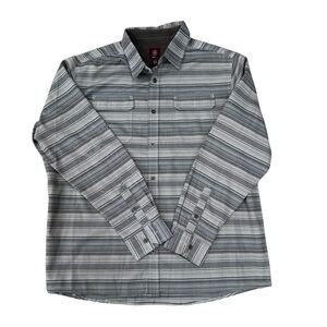 Swiss Tech long-sleeve performance striped button-up shirt gray/blue size XL